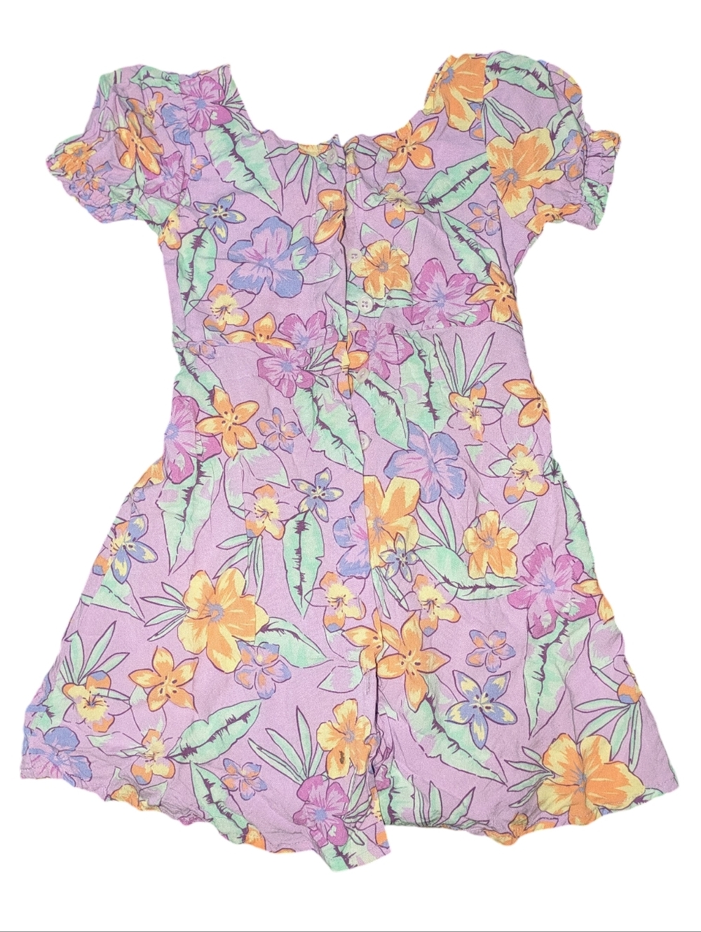 👉10/10$ Girls Floral Purple and Yellow Tropical Dress